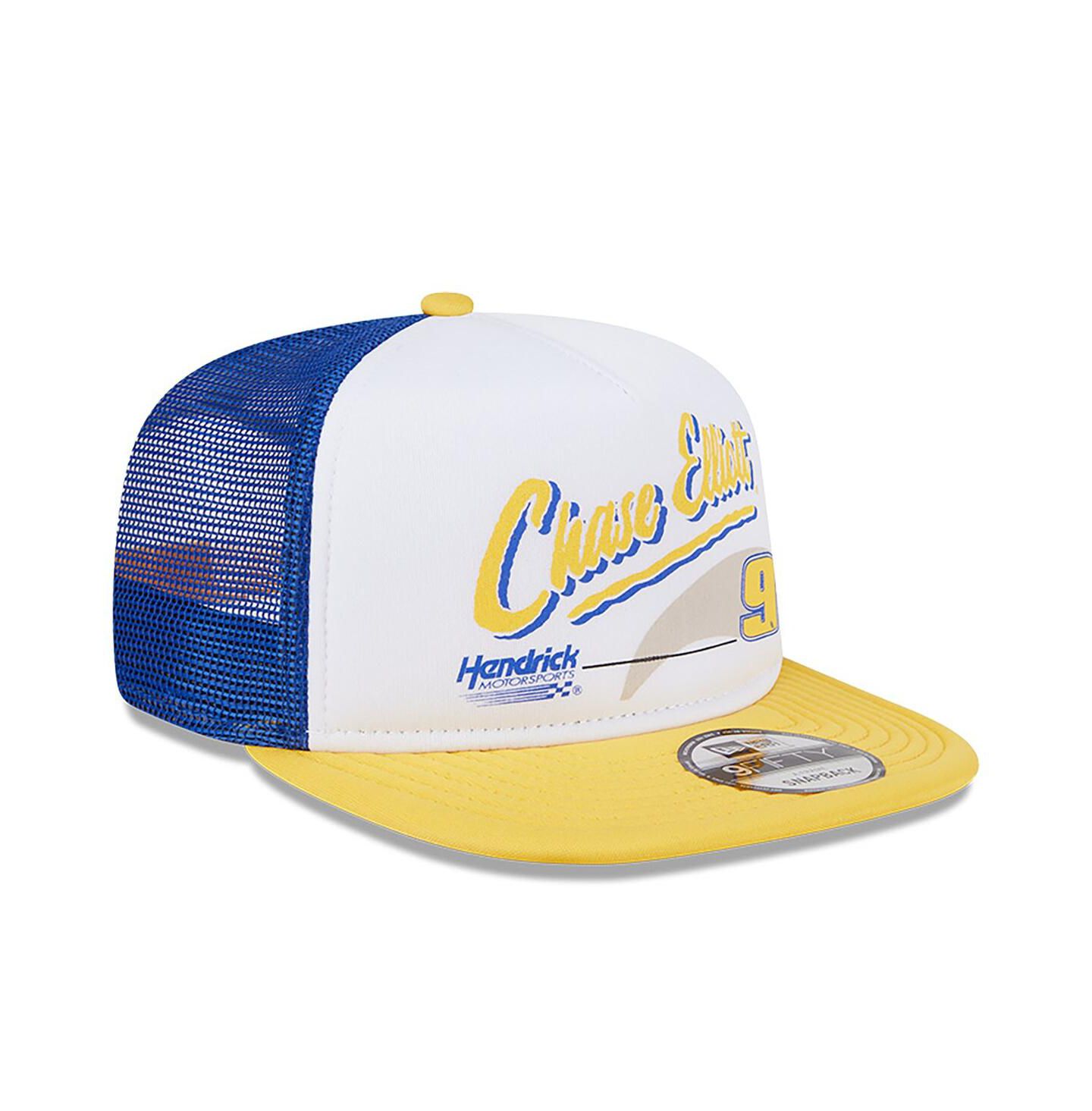 Мужская кепка New Era Blue Chase Elliott 9FIFTY A-Frame Retro Script Snapback Hat — фото 5