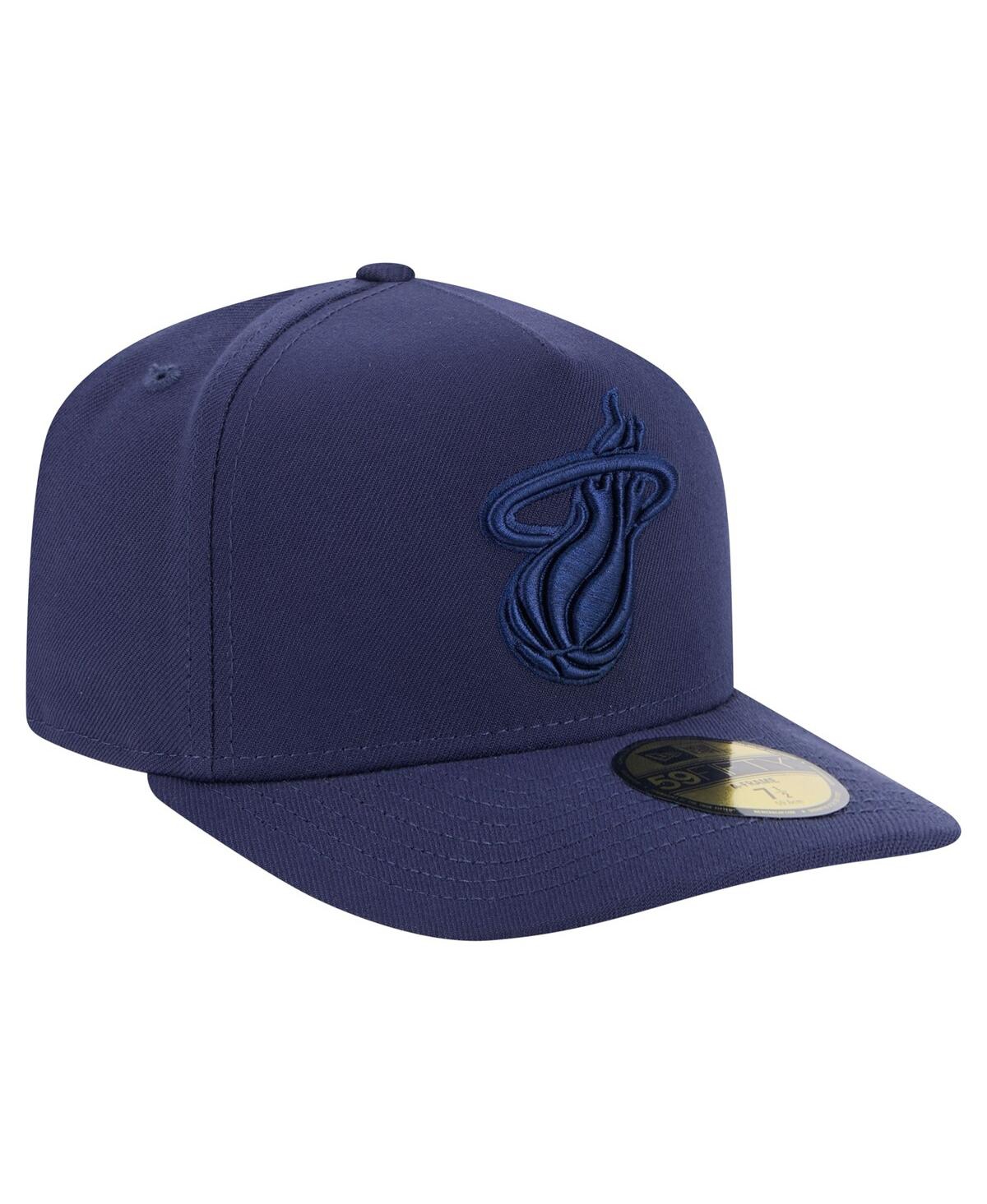 New Era Men's Navy Miami Heat Colorpack A-frame Pinch Front 59fifty Fitted Hat In Navy