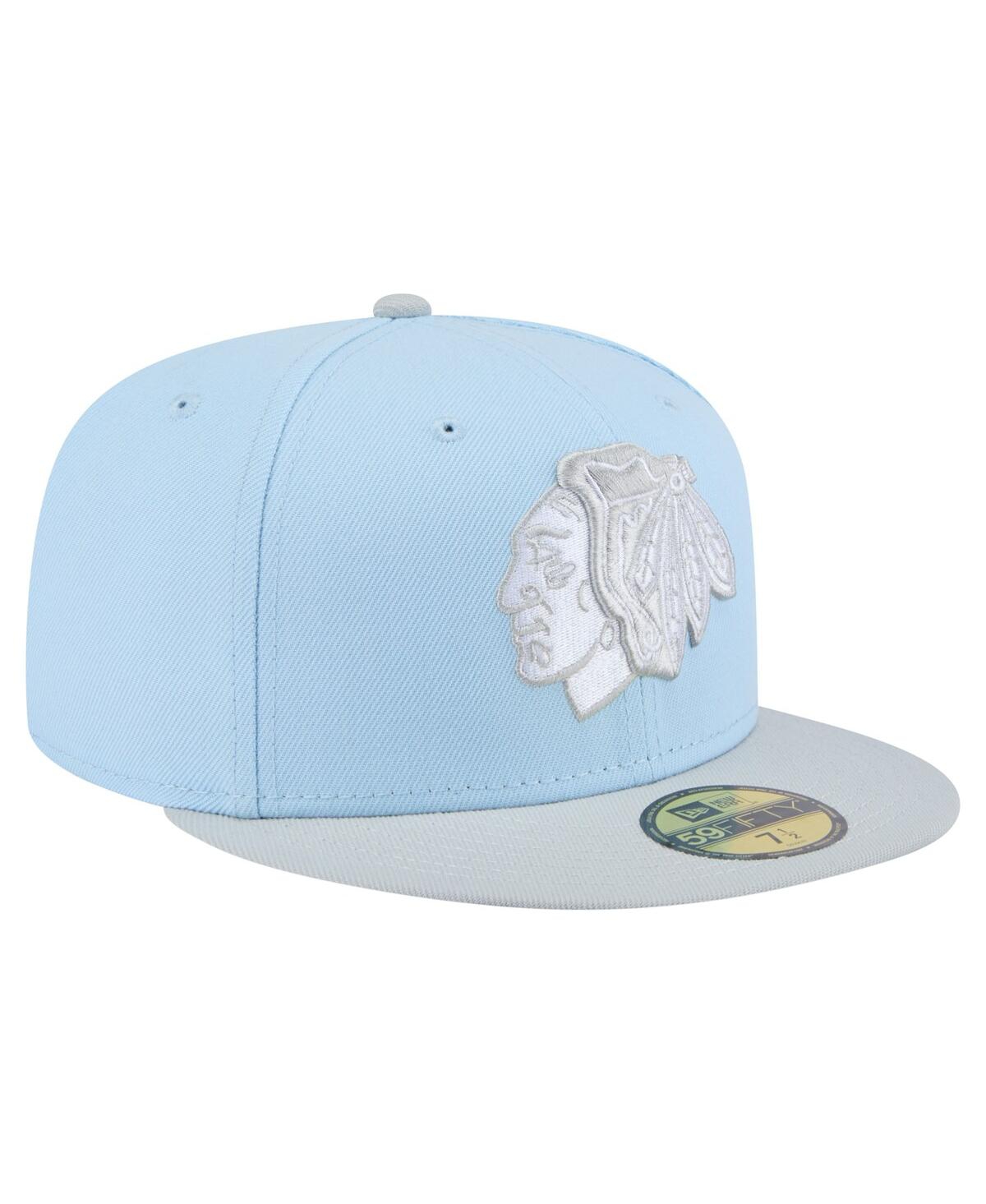 New Era Men's Light Blue/gray Chicago Blackhawks Color Pack Two-tone 59fifty Fitted Hat In Light Blue