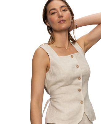 Women's Outsmart Linen Square-Neck Vest