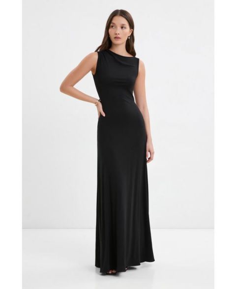 Женское платье Marcella Laurel Sleeveless Asymmetric-Strap A-Line Jersey, цвет: Чёрный