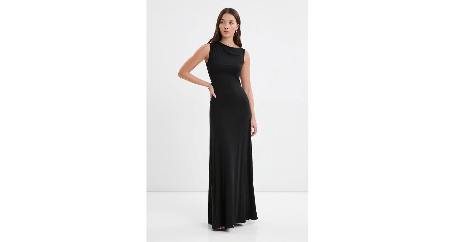Women's Laurel Sleeveless Asymmetric-Strap A-Line Jersey Dress