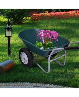 2-Tire Wheelbarrow Garden Cart Heavy-Duty Utility Dolly for Landscaping & Yard Work