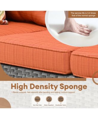 Patio Furniture Set 7 Piece High Back Sofa Outdoor Conversation Sets All Weather Wicker Rattan Sectional Sofa Set Couch and Chairs Garden Backyard Porch