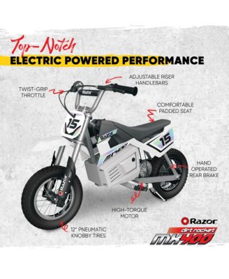 MX400 Dirt Rocket 24V Electric Motocross Motorcycle Dirt Bike, White