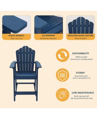 Tall Adirondack Chair Patio Chairs Adirondack Barstools Outdoor Chairs Outdoor Furniture Balcony Chairs for Backyard Garden Patio, Blue