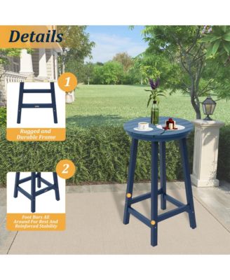 Tall Adirondack Chair with Bar Table Patio Chairs Outdoor Adirondack Barstool Outdoor Furniture Set Balcony Chairs for Lawn Backyard Garden, Blue