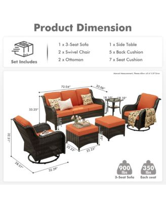 6 Pcs Outdoor Patio Furniture Set,High Back Sofa and Swivel Chairs Set