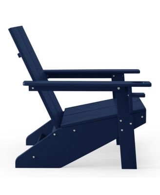 Outdoor HDPE Modern Adirondack Chair with Cup Holder (Set of 2)