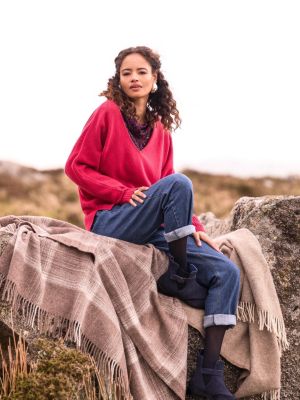 Women's Alpaca Merino Slouch V-Neck Sweater