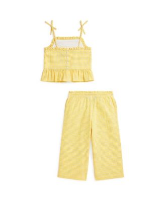 Toddler and Little Girls 2-Piece Gingham Seersucker Top and Pant Set