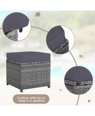 7 Piece Outdoor Rattan Sectional Sofa Set Patio Conversation Set w/ Cushions