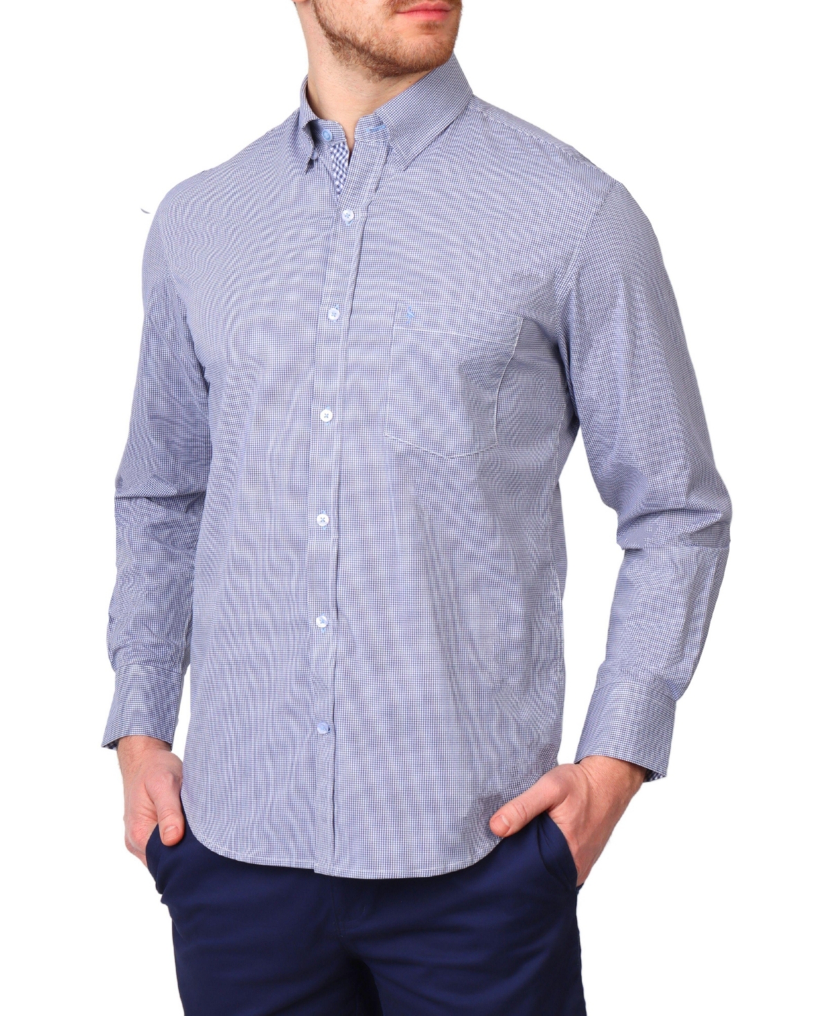 Men's Signature Micro Gingham Long Sleeve Shirt - Tangerine
