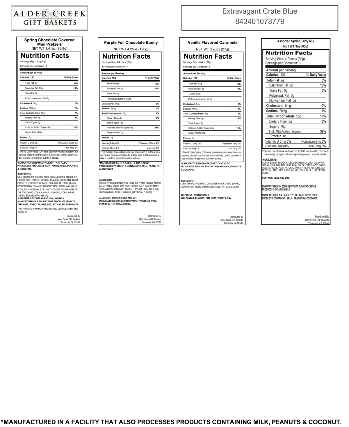Alder Creek Gift Baskets Eggstravagent Easter Crate Blue, 6 Pieces