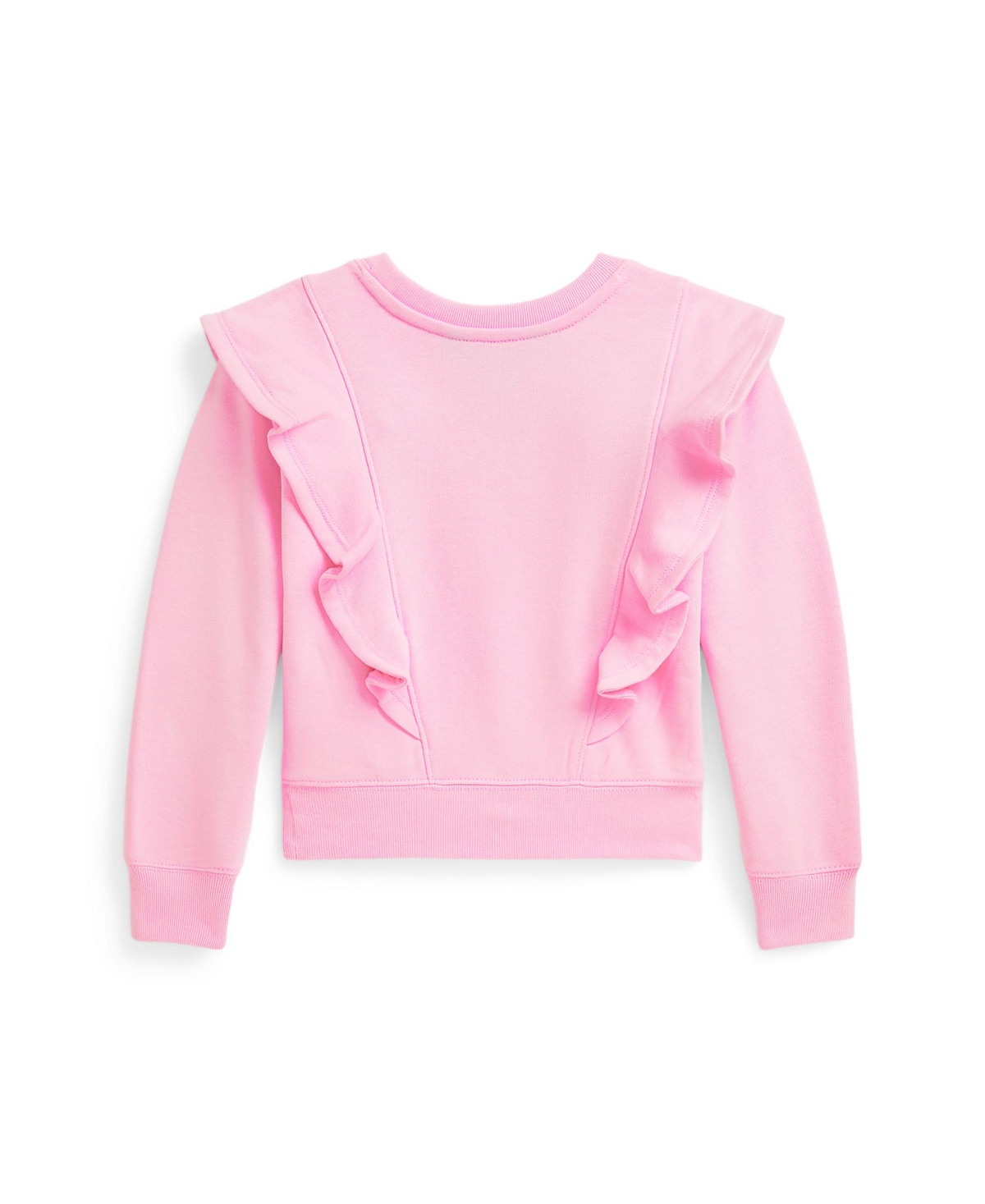 Polo Ralph Lauren Big Girls Ruffled French Terry Sweatshirt In Carmel Pink,harbor Island Blue