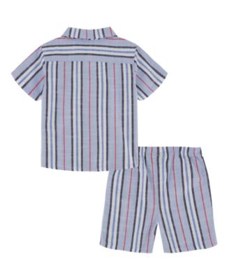 Baby Boys 2-Piece Striped Gauze Cabana Shirt and Shorts Set