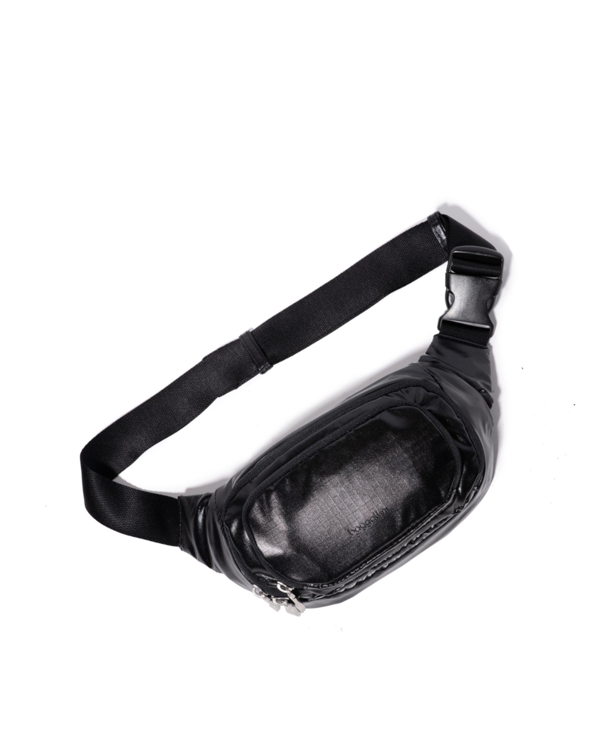 Baggallini On The Go Waist Pack Belt Bag In Black Gloss Ripstop