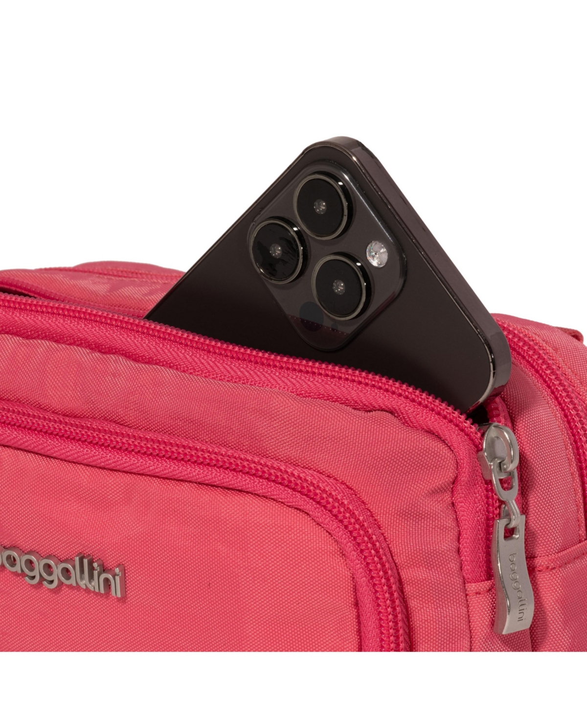 Baggallini Trifecta Rfid Wallet Crossbody Bag In Flamingo