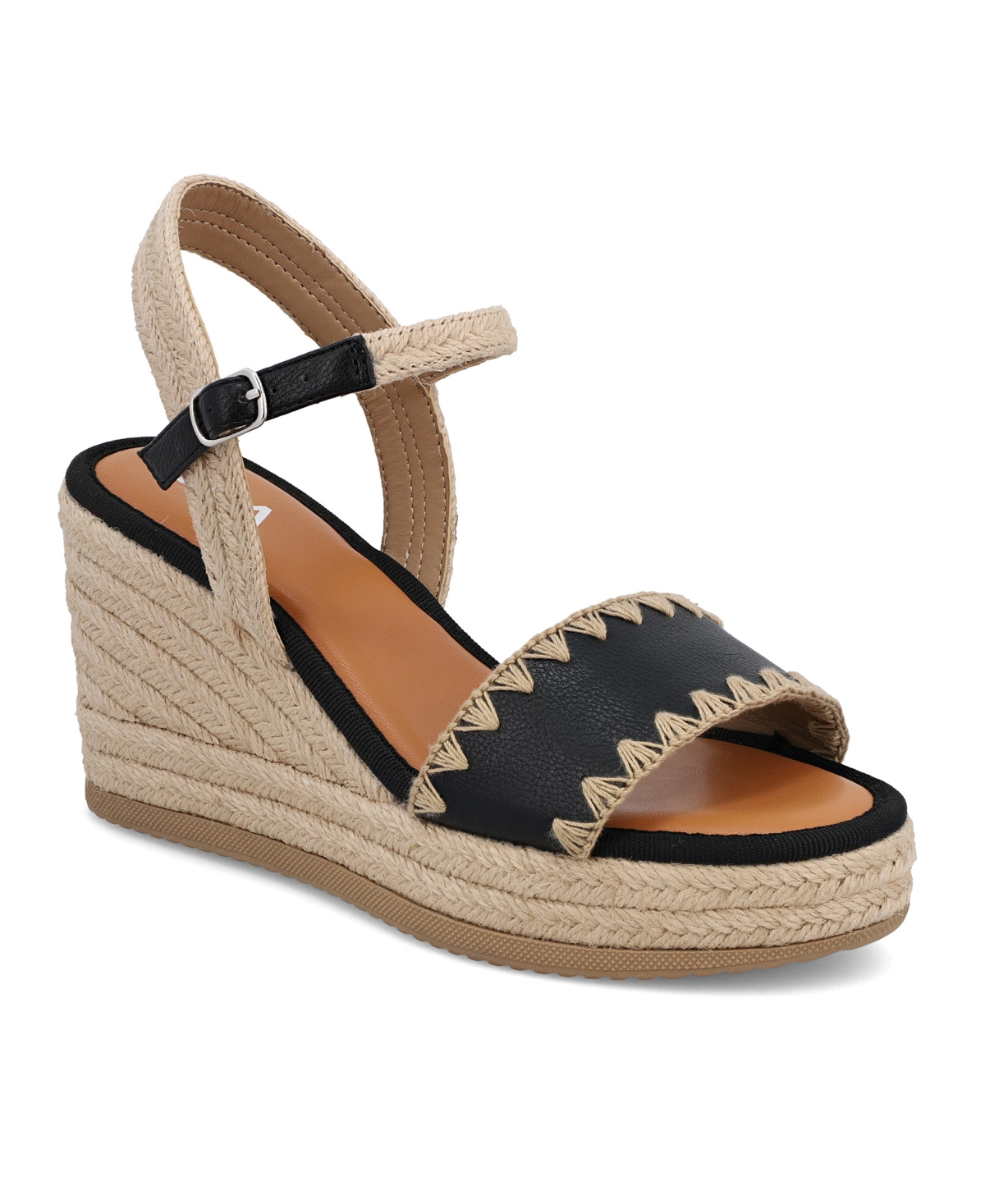 Mia Becky Ankle Strap Espadrille Platform Wedge Sandal In Natural,black
