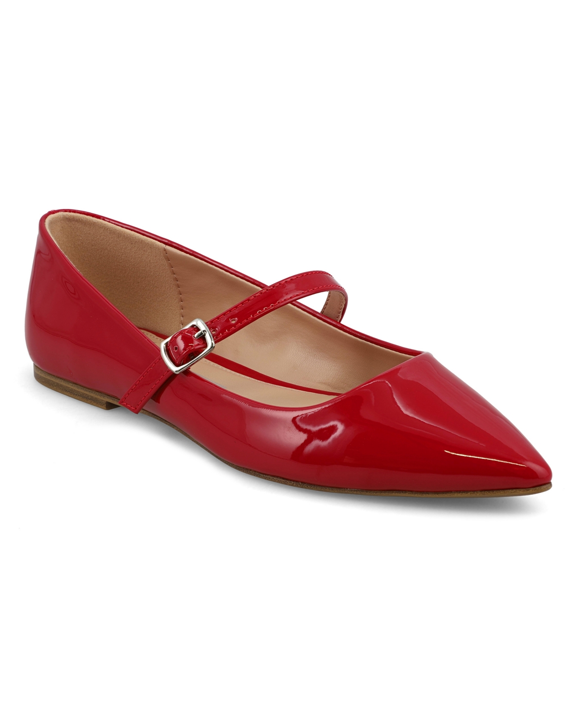 Shop Mia Women's Aviba Mary-jane Pointed Toe Flats In Red