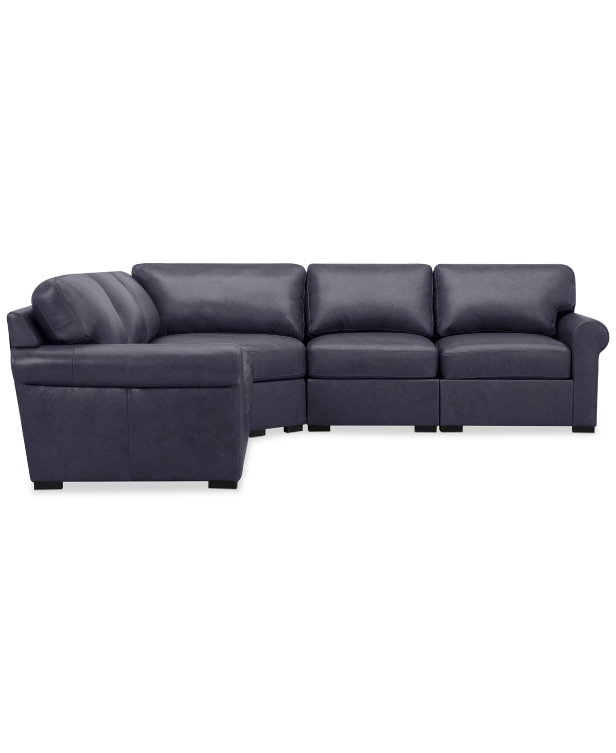 Macy's Radley Roll Arm 117" 5-pc. Leather Wedge Corner L Sectional, Exclusively At