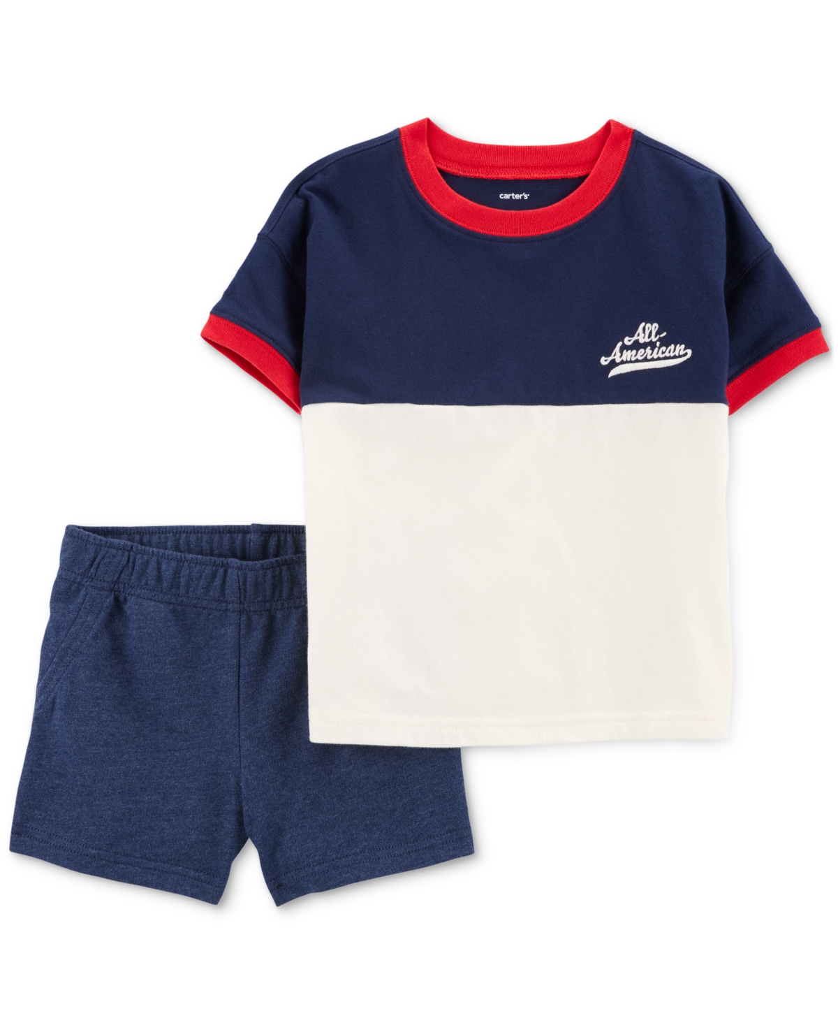 Carter's Toddler Boys All-american T-shirt & Shorts, 2 Piece Set In Navy