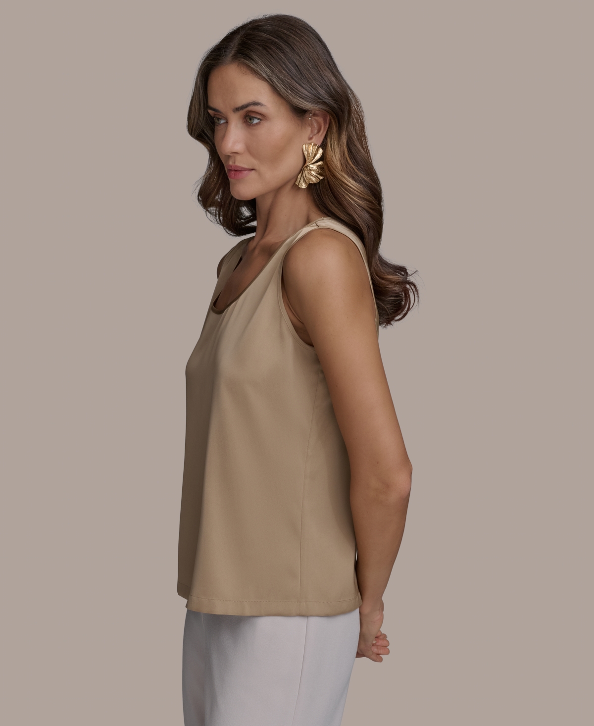 Shop Donna Karan Women's Scoop-neck Satin Camisole In Hazelnut