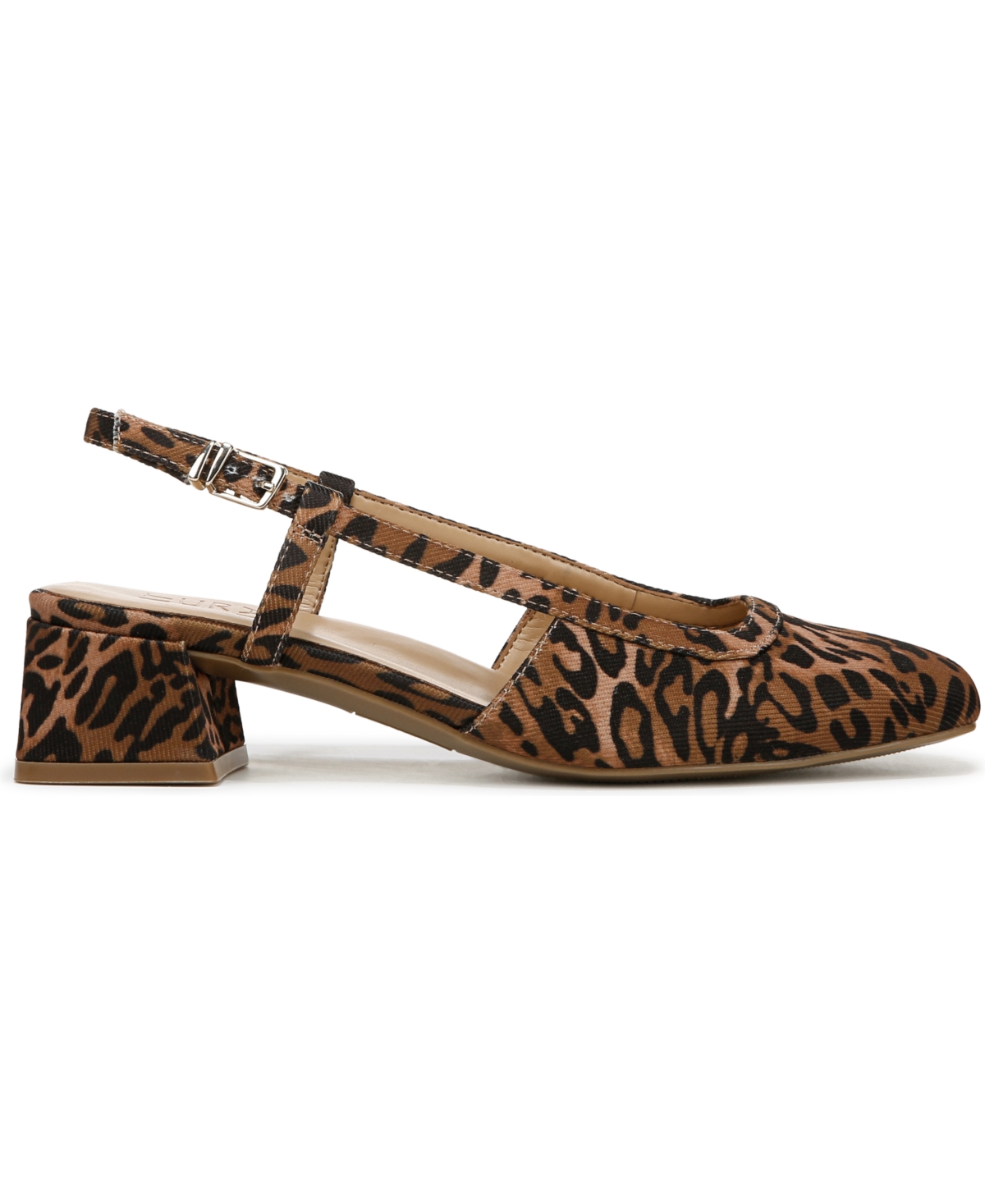 Naturalizer Women's Harper Block Heel Square Toe Slingback Pumps In Leopard Print Fabric