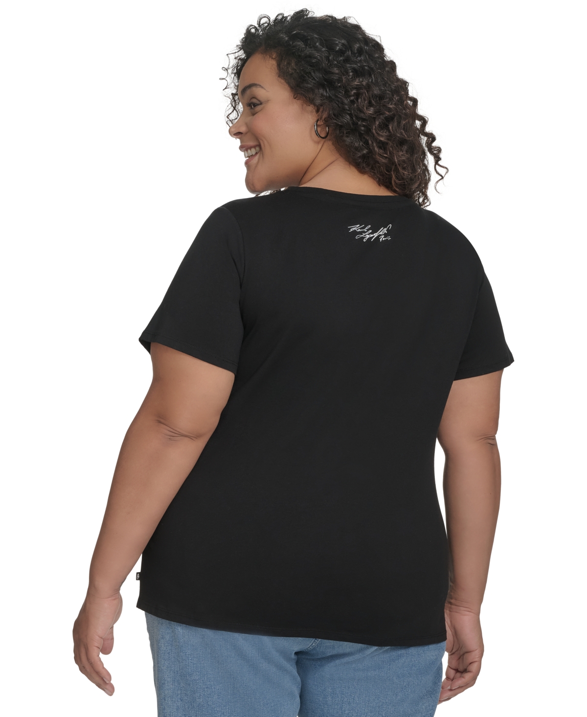 Shop Karl Lagerfeld Plus Size Paris City Skyline Graphic T-shirt In Black Flore Green