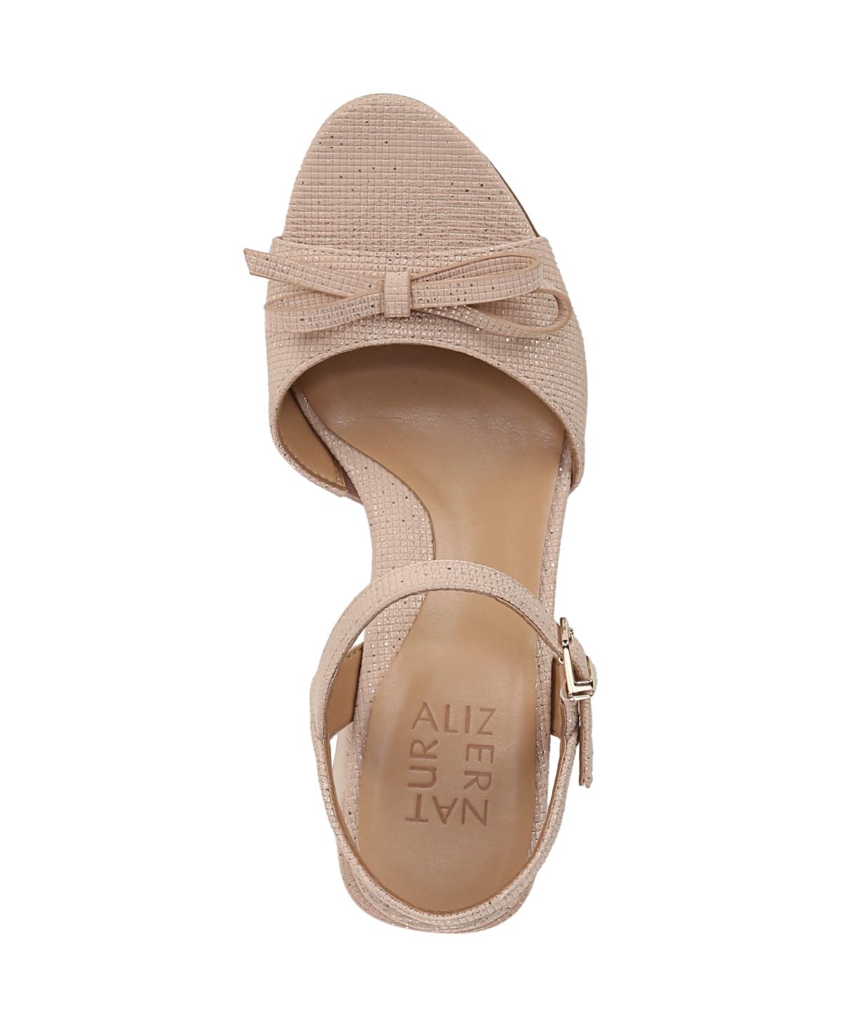 Naturalizer Women's Deandra Block Heel Dress Sandals In Sand Metallic Woven Embossed Faux Leathe