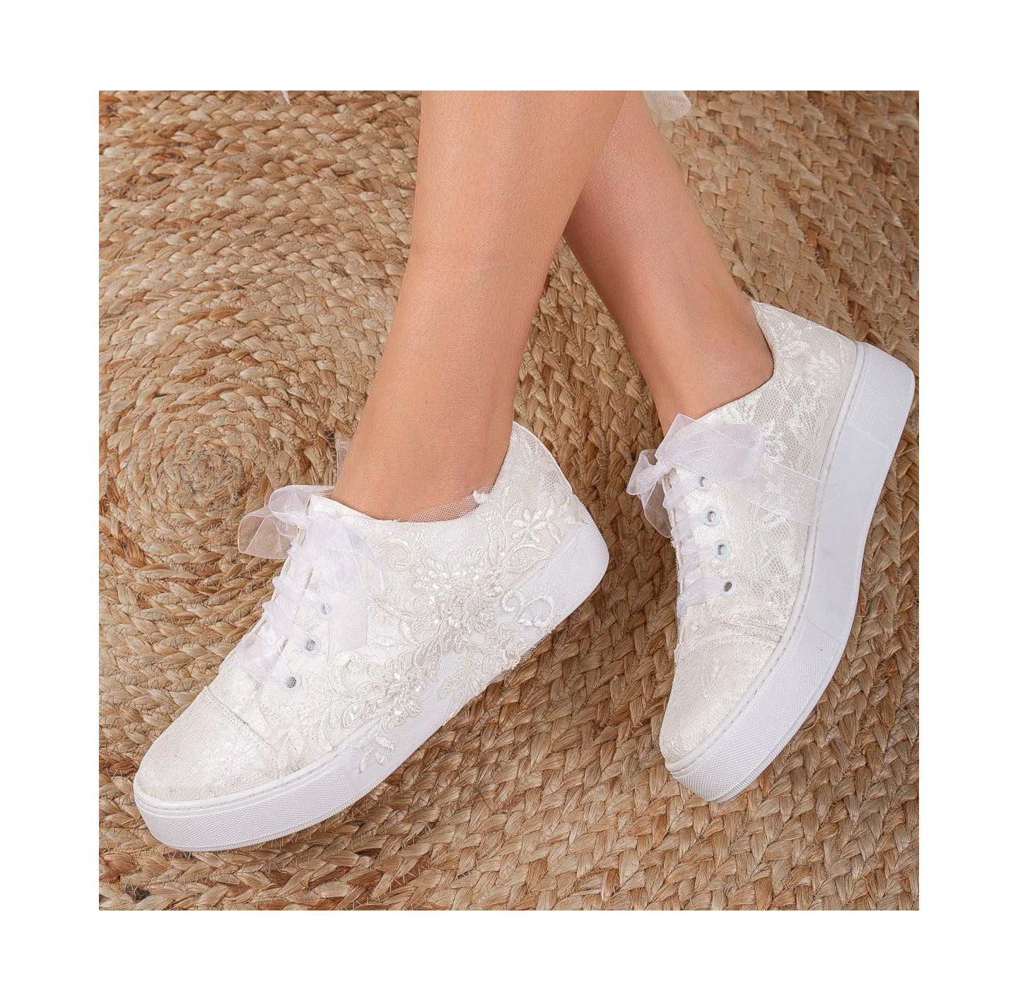 Женские кроссовки Forever & Always Shoes Elise Lace Bridal, цвет: Слоновая кость — фото 5