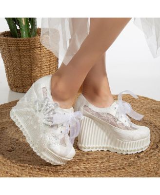 Sheri Lace Bridal Platform Sneakers