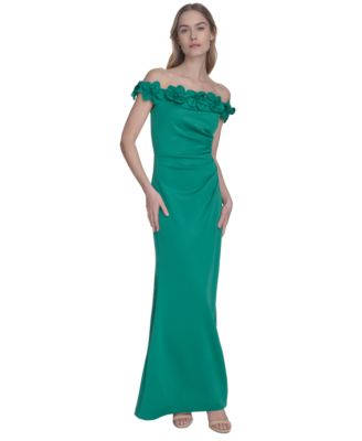 Eliza J Women's 3D Floral Off-The-Shoulder Gown - Macy's