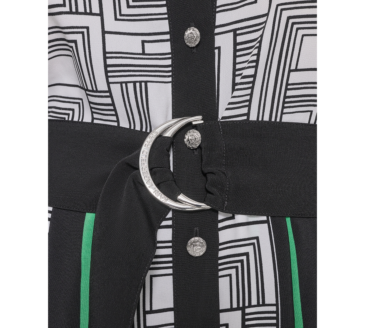 Karl Lagerfeld Plus Size Geometric-print Shirtdress In Soft White Black Multi