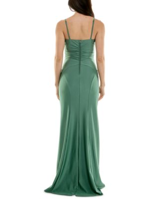 Juniors' V-Neck Front-Slit Sleeveless Gown