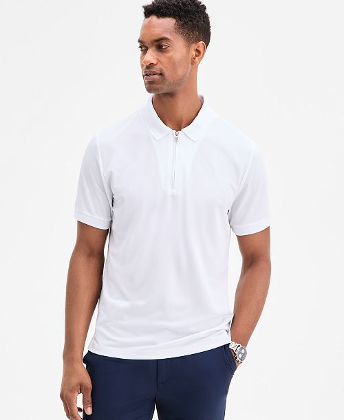 alfani Alfani Men's Ottoman Short Sleeve Textured Quarter-Zip Polo Shirt Exclusively at Macy's Men's Fashion & Accessories