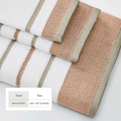 Luxurious Cotton Decorative 2-Piece Bath Sheet Set,17 x 11.8 x 3.65 , 68x35x.05 inches