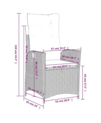 Reclining Garden Chair Set of 2 Brown