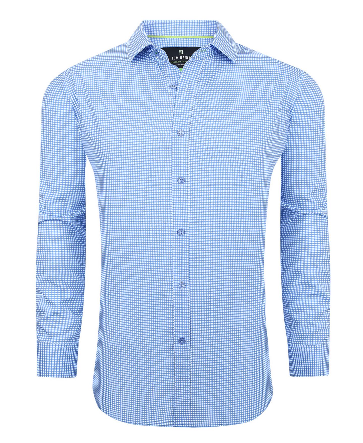 Мужская рубашка Tom Baine Four Way Stretch Plaid Button Down Dress Shirt, цвет: Синий — фото 2