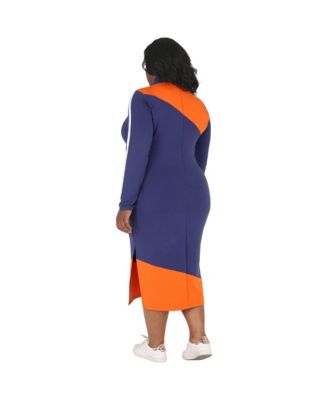 Plus Size Athleisure Drawstring Turtleneck Midi Dress