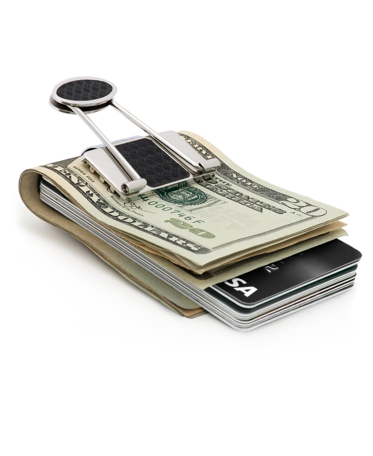 Мужской кошелёк Speidel Bill Binder - Money Clip & Credit Card Holder in Brushed, цвет: Чёрный каучуковый — фото 5