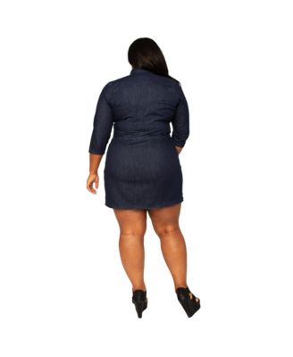 Plus Size Denim Side Zip Mini Dress
