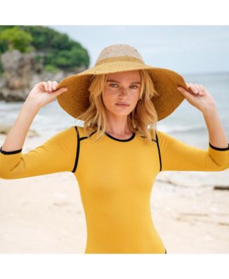 Riri Duo Jute Handwoven Straw Hat In Nude & Golden Yellow