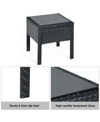 3 Piece Outdoor Patio Rattan Conversation Furniture Set Yard w/ Cushions & Coffee Table