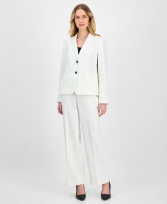 Women's Crepe Two-Button Jacket & Pull-On Pantsuit Set, Regular & Petite