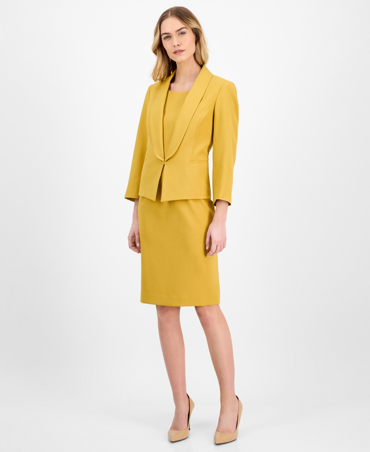 Women's Shawl-Collar Jacket & Sleeveless Dress Suit - Vanilla Ice