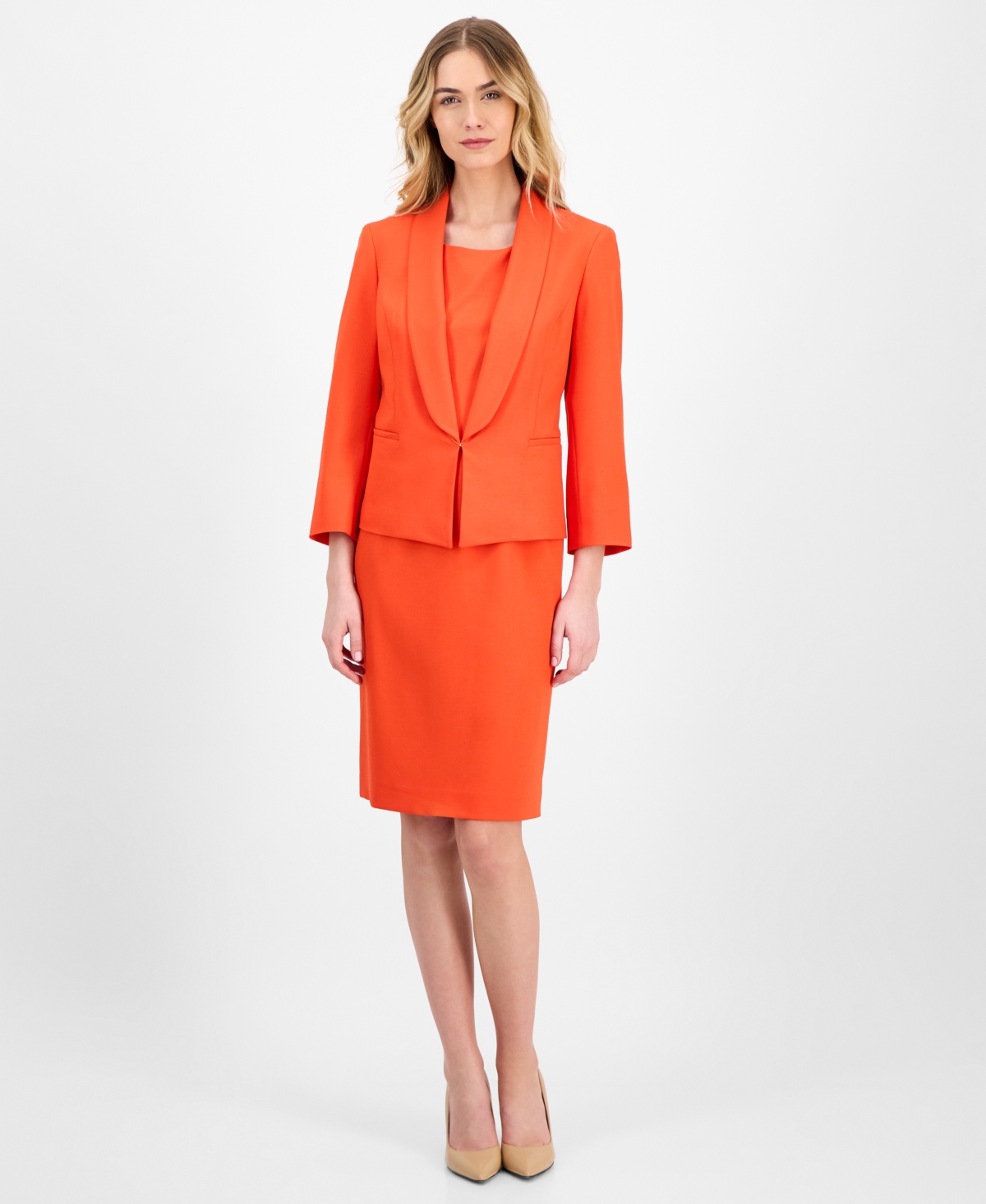 Women's Shawl-Collar Jacket & Sleeveless Dress Suit - Vanilla Ice