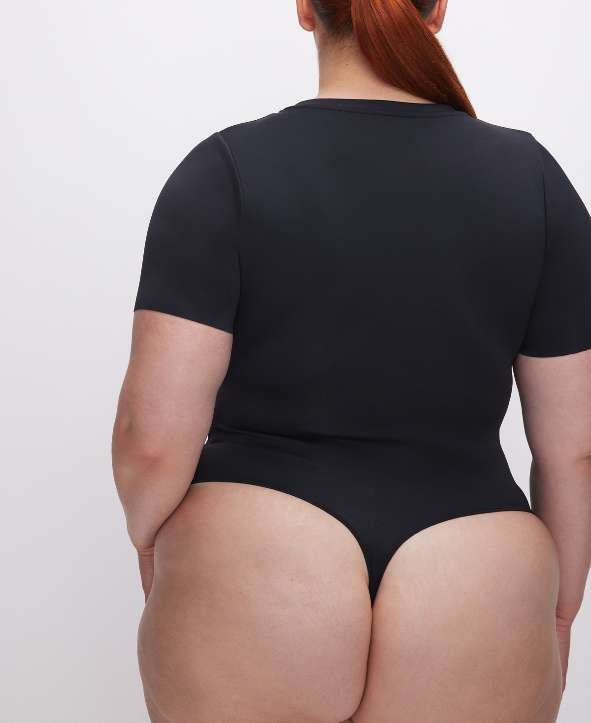 Shop Good American Scuba Crewneck Short-sleeve Bodysuit In Black