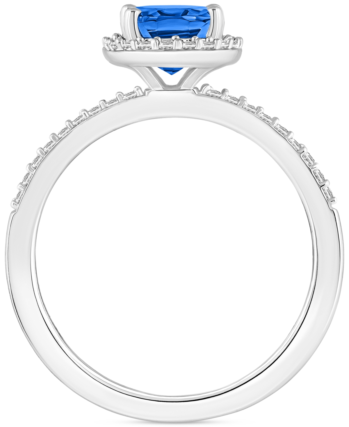Macy's Lab-created Ruby (1-1/4 Ct. T.w.) & Lab-created White Sapphire (1/5 Ct. T.w.) Halo Ring In 10k White In Sapphire,white Gold