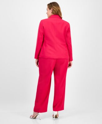 Plus Size Crepe Two-Button Jacket & Pull-On Pantsuit Set